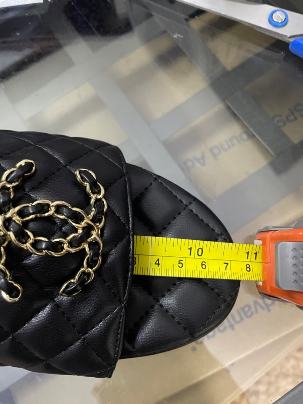 🔥 Chanel Black Quilted OR Blue denim Sandals with Iconic chain CC size 42 10 11 - Picture 9 of 9